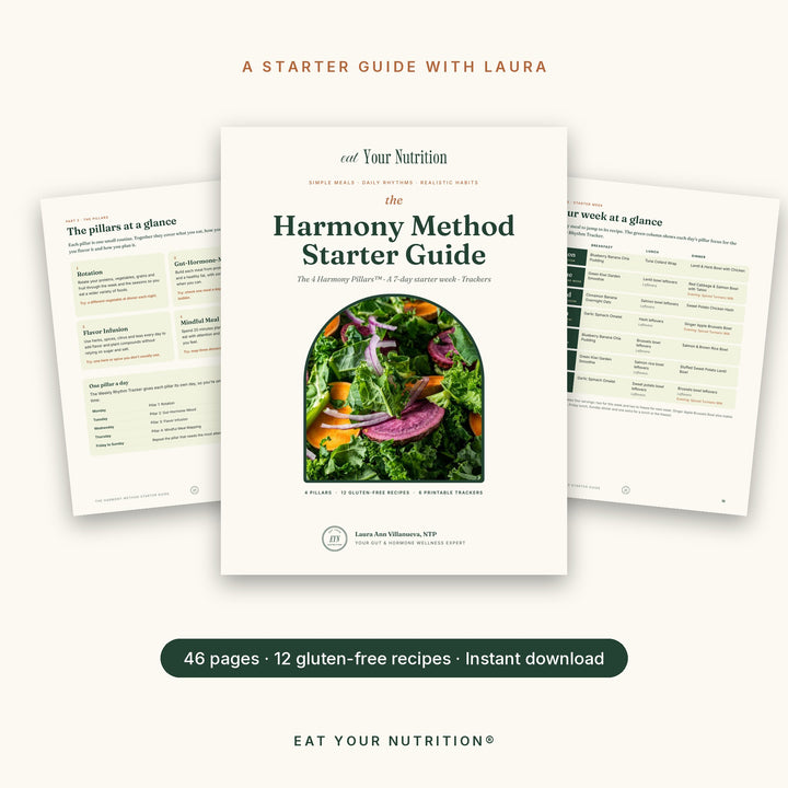 The Harmony Method Starter Guide cover with pages from the 4 pillars and the 7-day starter week