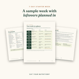 7-day starter week plan with shopping list and prep day pages