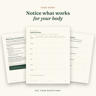 Printable daily food diary with the food diary guide and day 7 check-in
