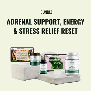 Adrenal Support, Energy & Stress Relief Reset Bundle | Adaptogens, Mushroom Coffee, Vegan Protein + Energy Habits Guide