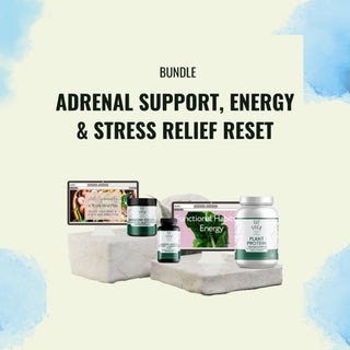 Adrenal Support, Energy & Stress Relief Reset Bundle | Adaptogens, Mushroom Coffee, Vegan Protein + Energy Habits Guide