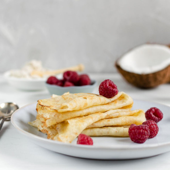 High Protein Raspberry Crepes