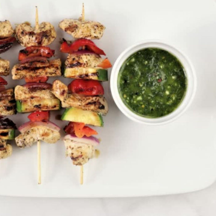 Healthy Grilled Chicken Kabobs With Basil Sauce