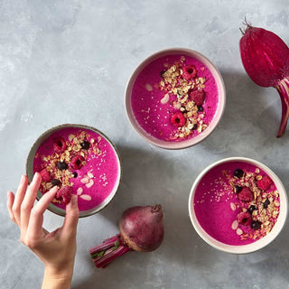 Heart-Beet-Love-smoothie-made-with-beets-and-strawberries-in-a-bowl-on-a-table-decorated-with-beets._1 - Eat Your Nutrition™
