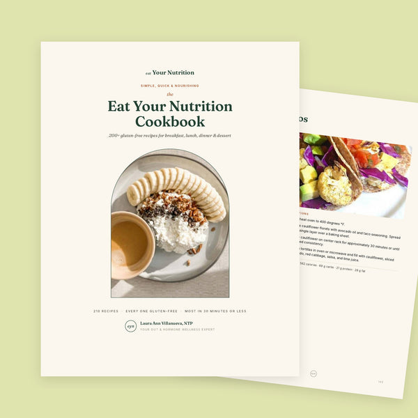 Eat Your Nutrition Cookbook cover with the Cauliflower Tacos recipe