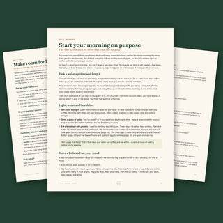 Daily focus pages for morning, sleep and rest in the 7-Day Energy Reset