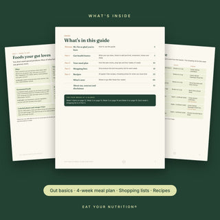 What's inside the guide: table of contents, foods your gut loves and the Week 1 meal plan